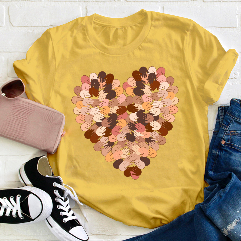 Color Mosaic Heart Teacher T-Shirt