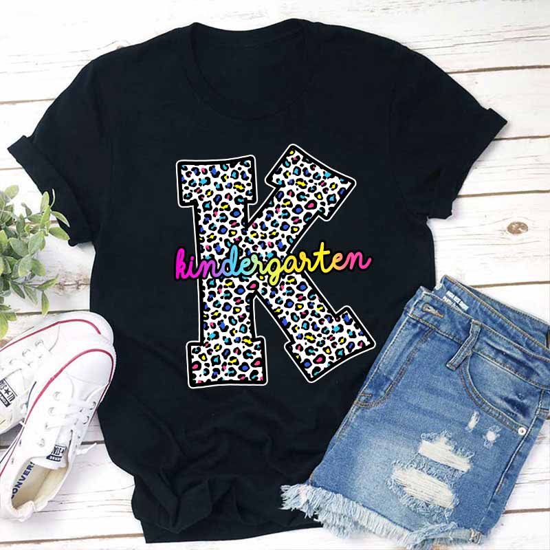 Personalized Colorful Leopard Teacher T-Shirt