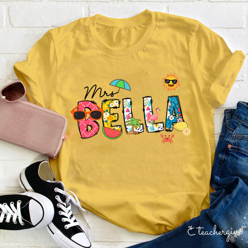 Personalized Name Summer Teacher T-Shirt