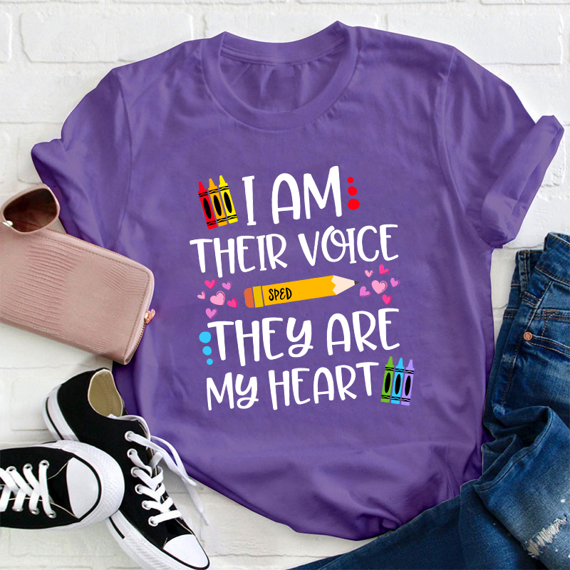 I Am Their Voice Sped They Are My Heart Teacher T-Shirt