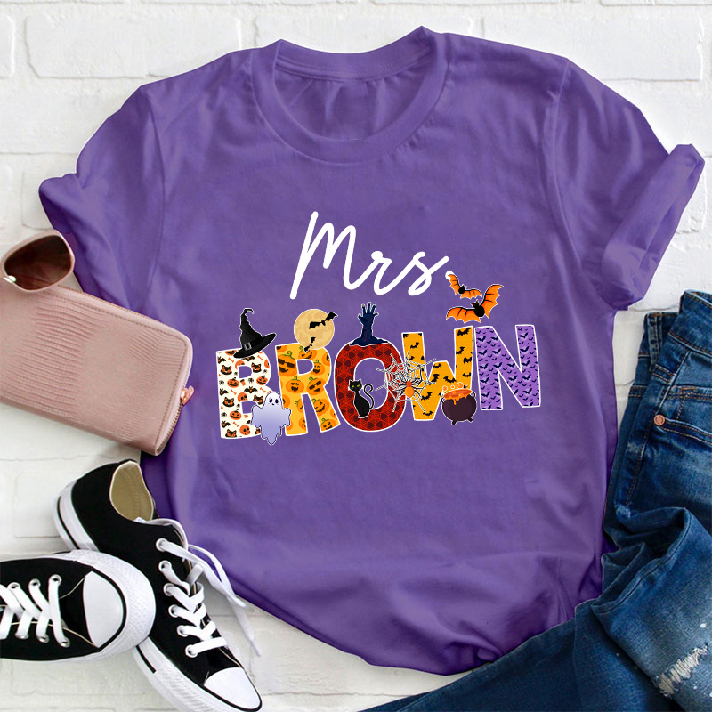 Personalized Name Happy Halloween Teacher T-Shirt