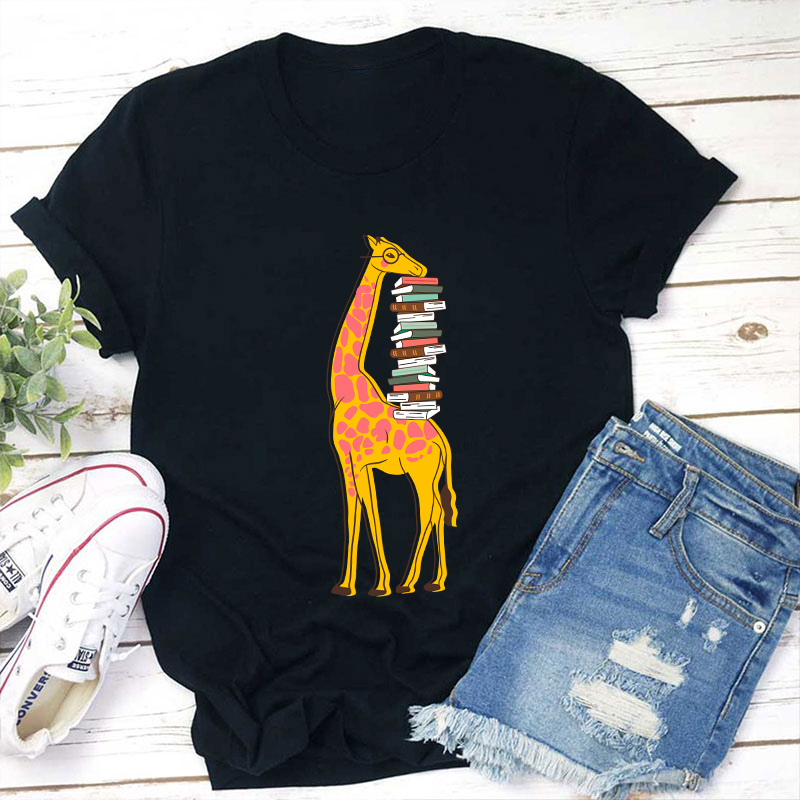Giraffe And Books T-Shirt