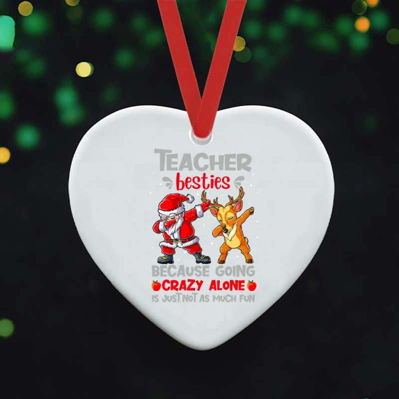 Teacher Besties Teacher Ceramic Christmas Ornament
