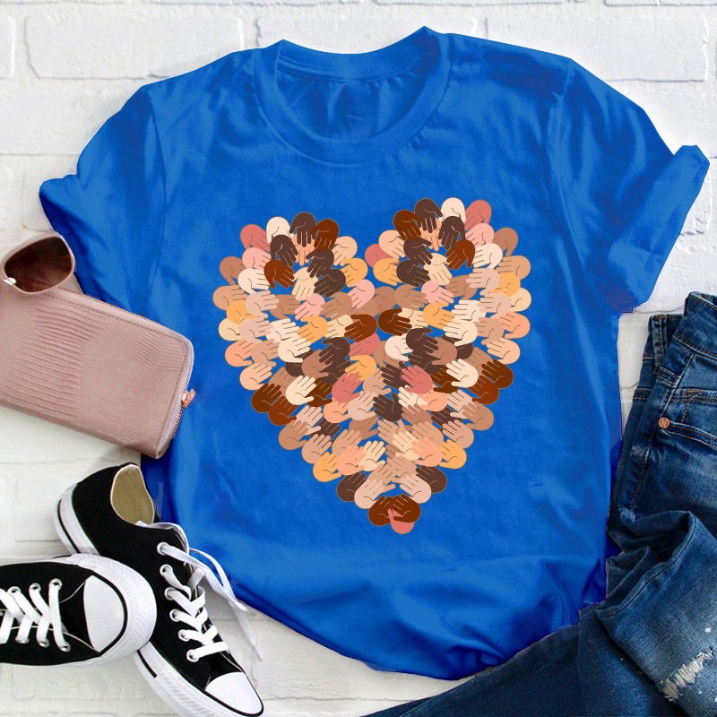 Color Mosaic Heart Teacher T-Shirt