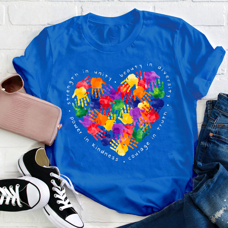 Colorful Little Hands Form A Love Heart Teacher T-Shirt