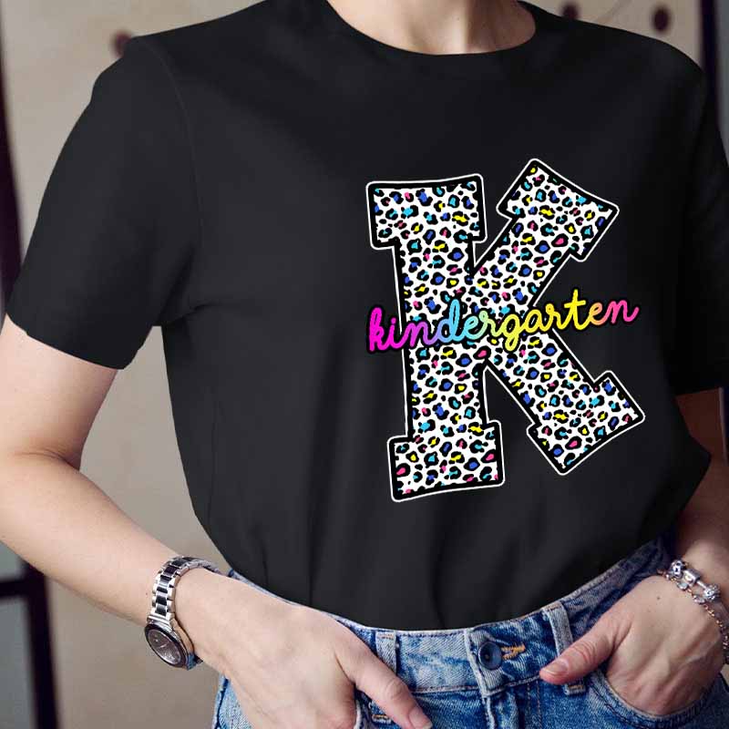 Personalized Colorful Leopard Teacher T-Shirt