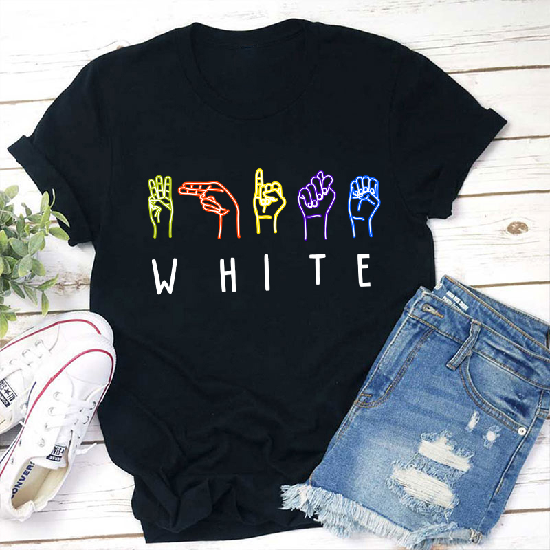 LatestPersonalized Name Alphabet Sign Language Teacher T-Shirt for Sale-Teachersgram