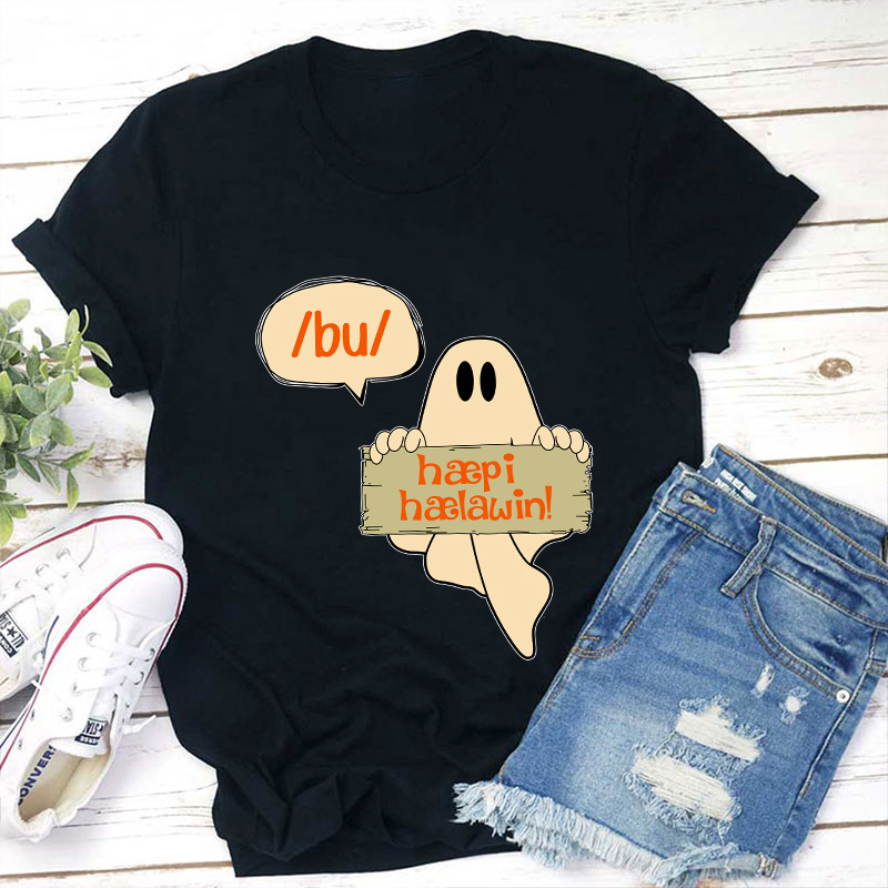 Boo Happy Halloween Teacher T-Shirt