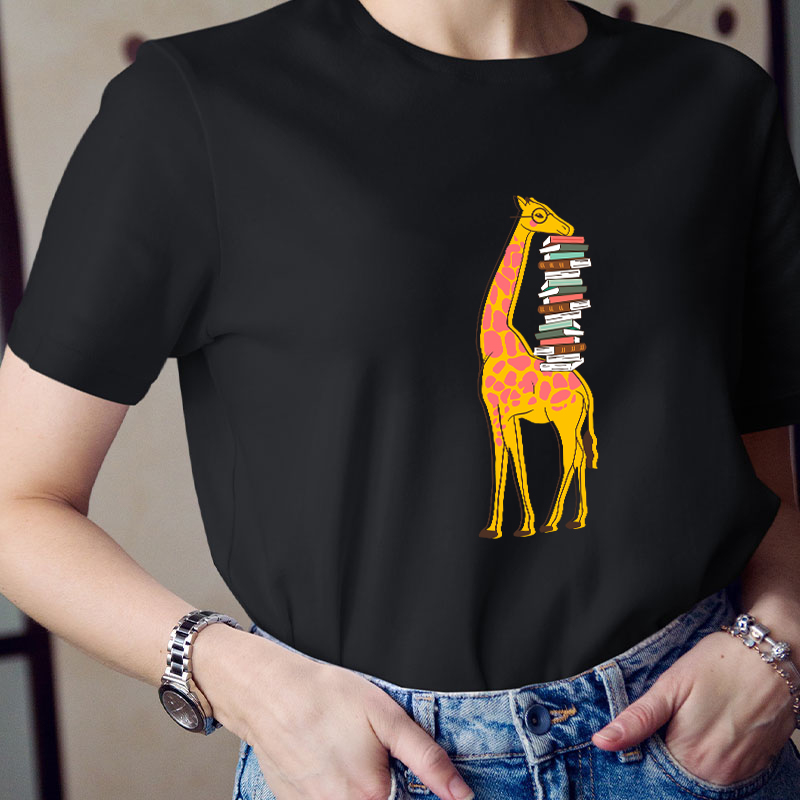 Giraffe And Books T-Shirt