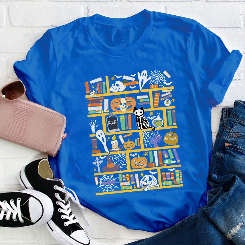 Halloween Bookshelf Teacher T-Shirt