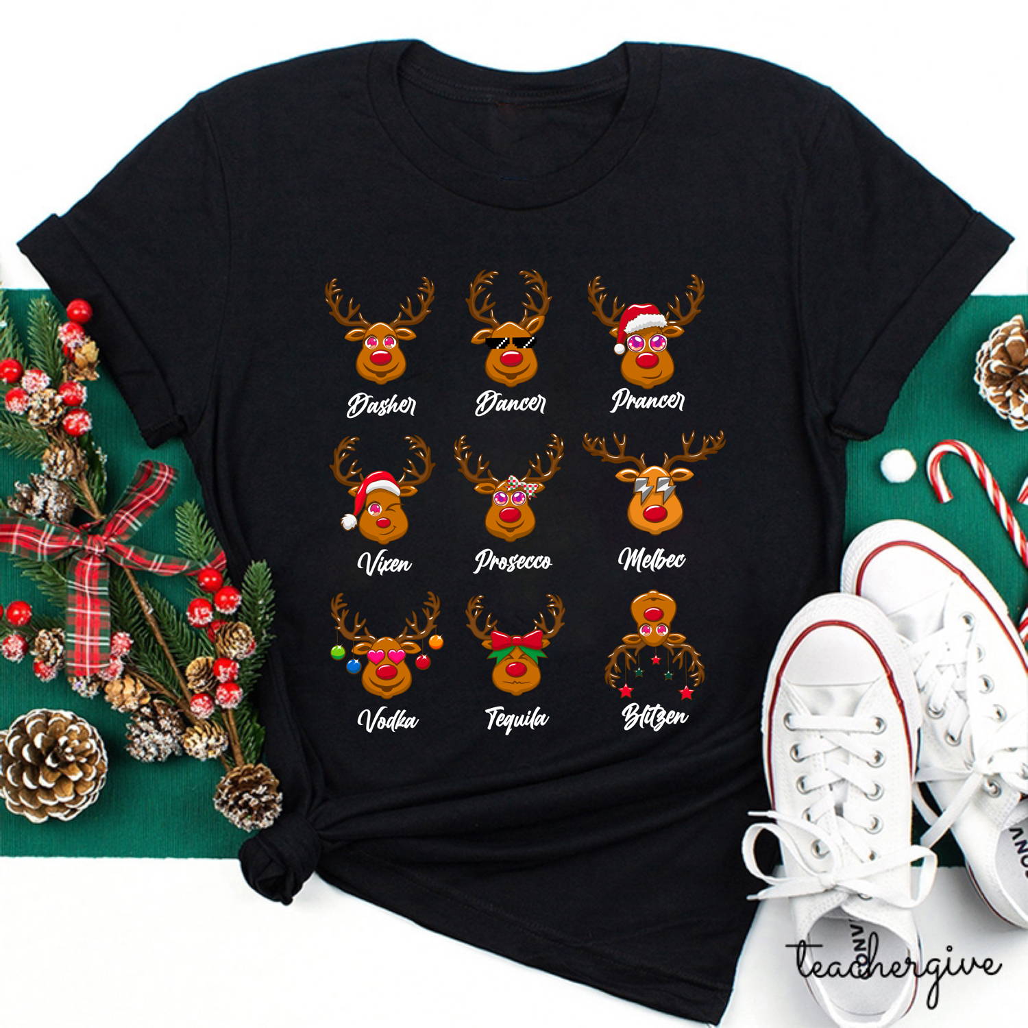 Santa's Reindeer Teacher T-Shirt