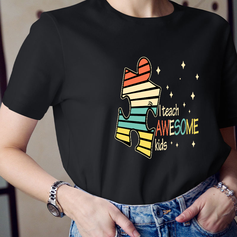 I Teach Awesome Kids Puzzle  T-Shirt