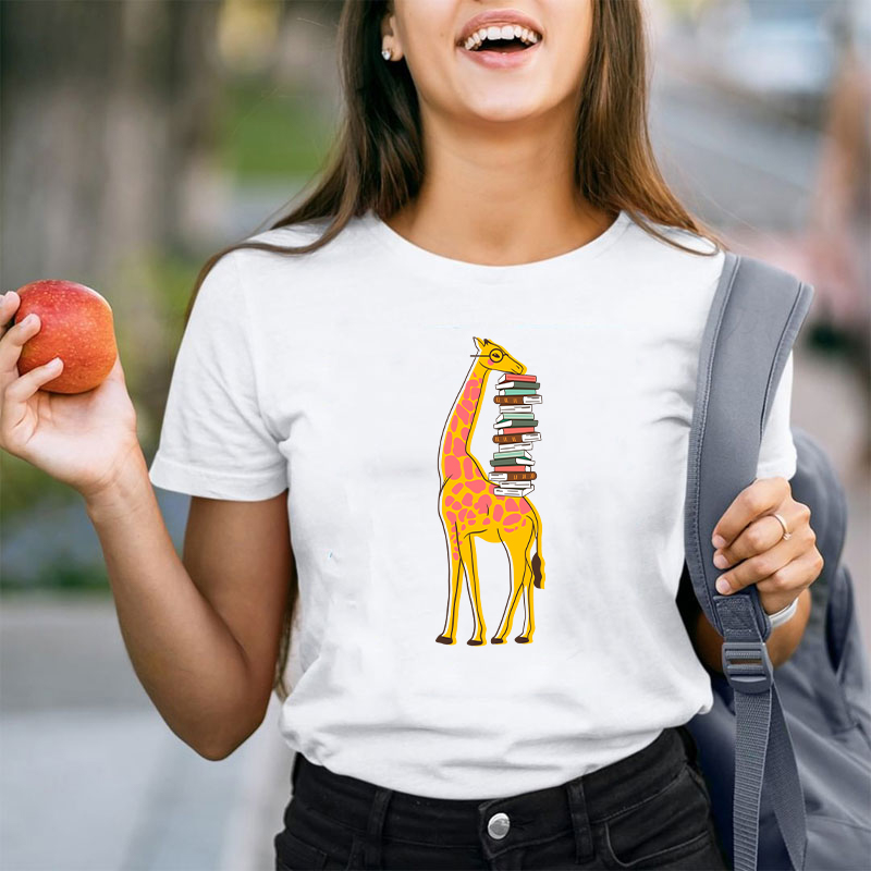 Giraffe And Books T-Shirt