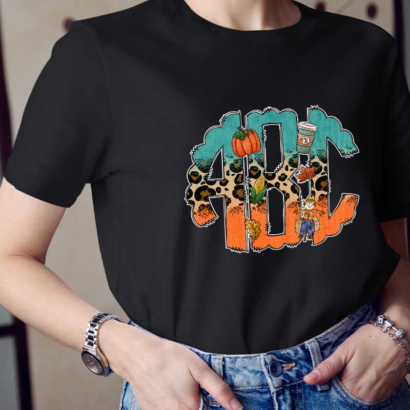 Personalized Halloween Letters Teacher T-Shirt