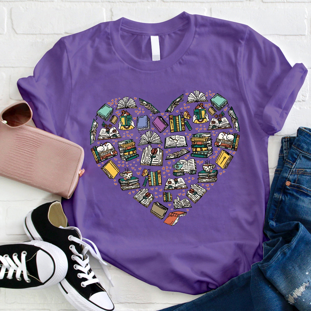 Book Heart World Of Books Teacher T-Shirt