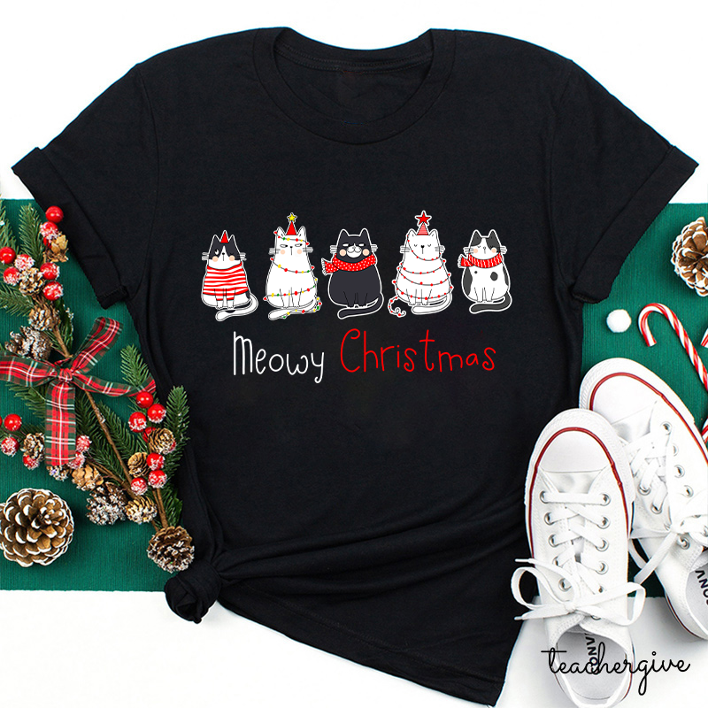 Meowy Christmas Teacher T-Shirt