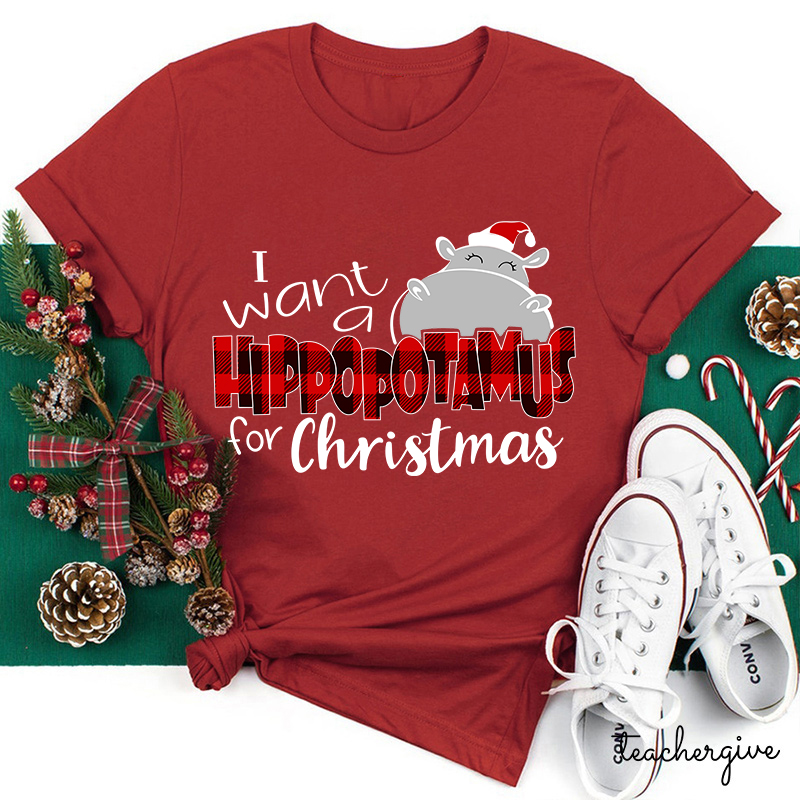I Want A Hippopotamus For Christmas Teacher T-Shirt