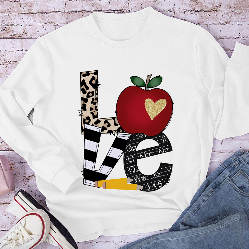 LOVE Shining Apple Different Patterns Long Sleeve T-Shirt