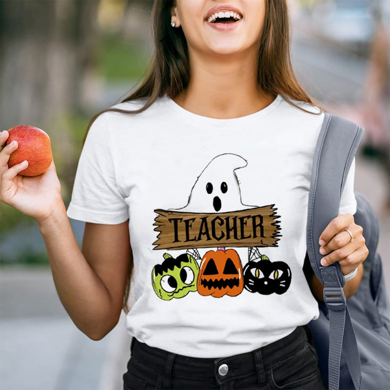 Halloween Teacher Black Cat Teacher T-Shirt