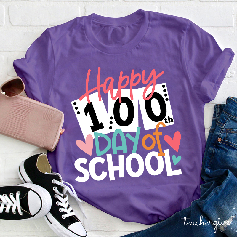 Happy 100th Day Of School Cards Teacher T-Shirt