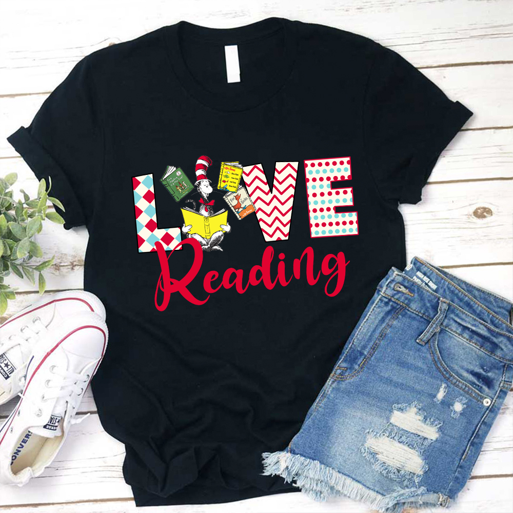 Love Reading Cat Reading Books T-Shirt