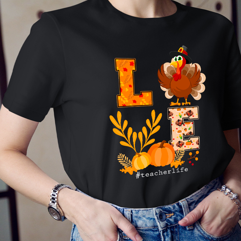 Turkey Pumpkin Love Teacher T-Shirt