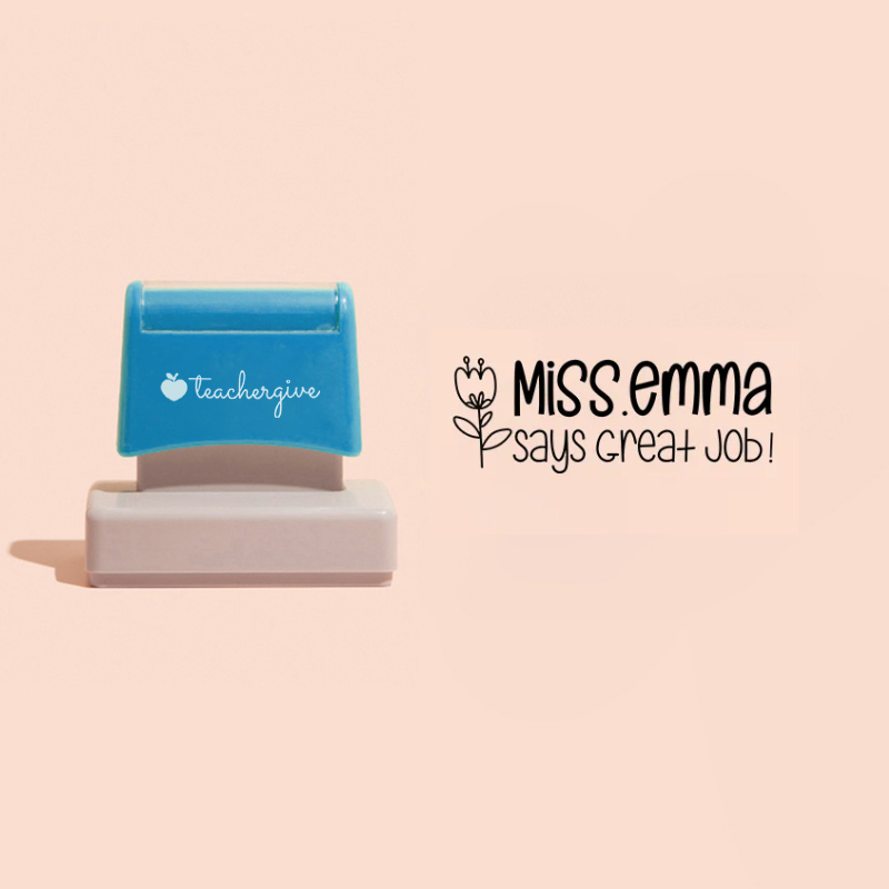 LatestPersonalized Teacher Says Great Job Rectangle Stamp for Sale-Teachersgram