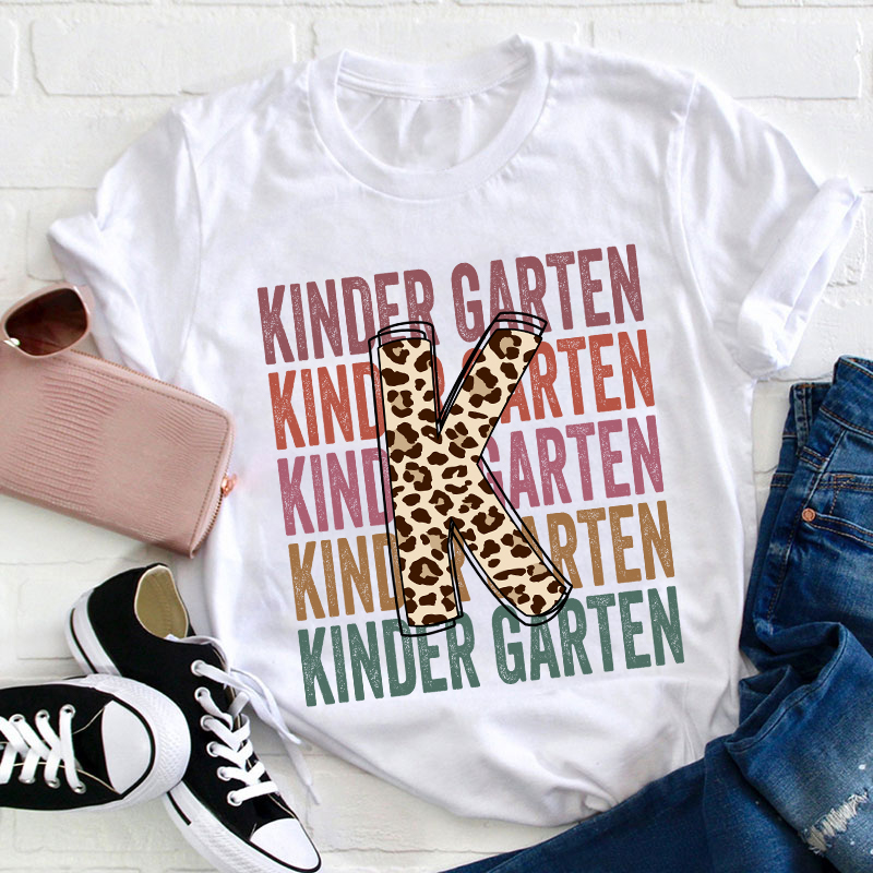 Personalized Grade Colorful Letters Teacher T-Shirt