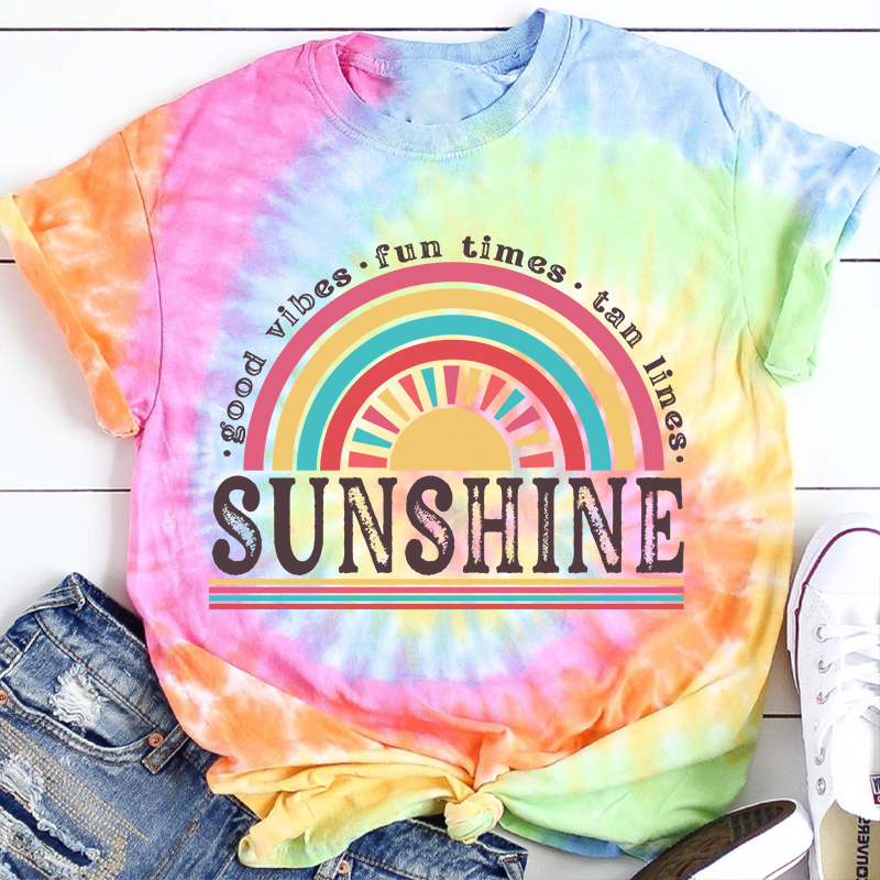 Good Vibes Fun Times Tan Lines Tie-dye T-Shirt