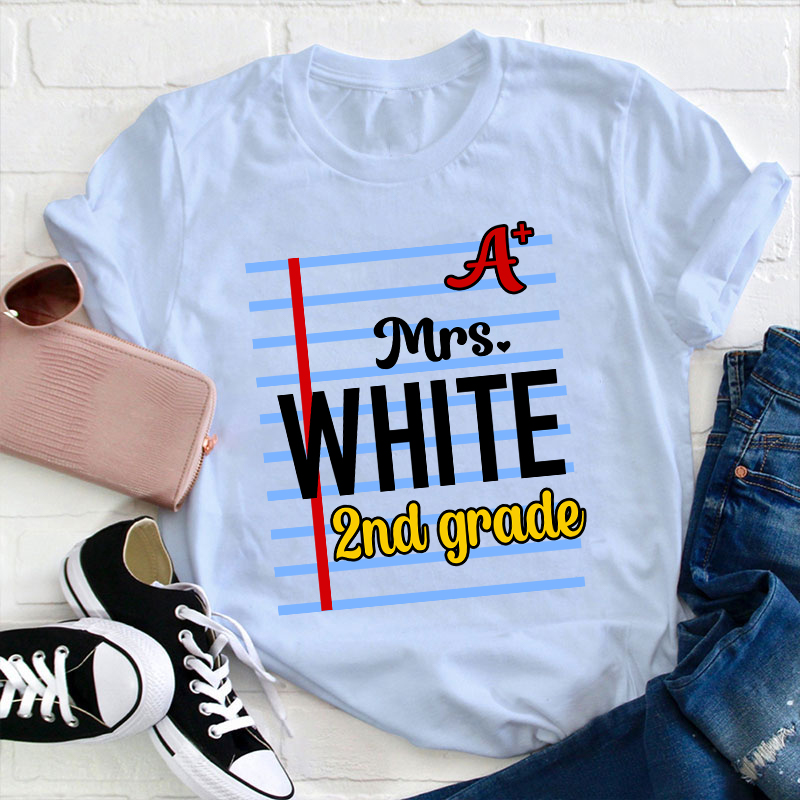 Personalized Name And Grade A Teacher T-Shirt