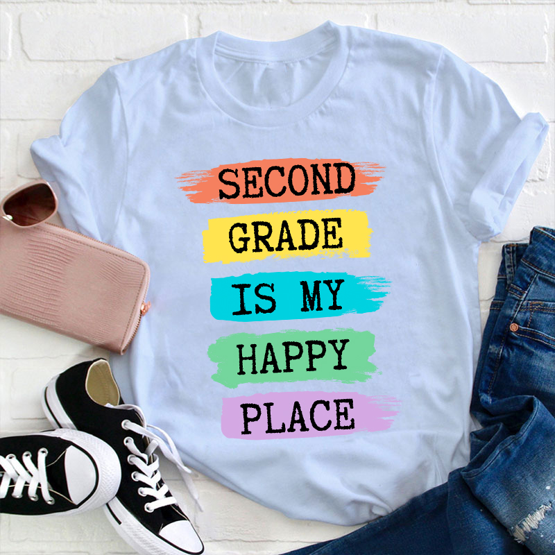 Personalized Grade Is My Happy Place Teacher T-Shirt