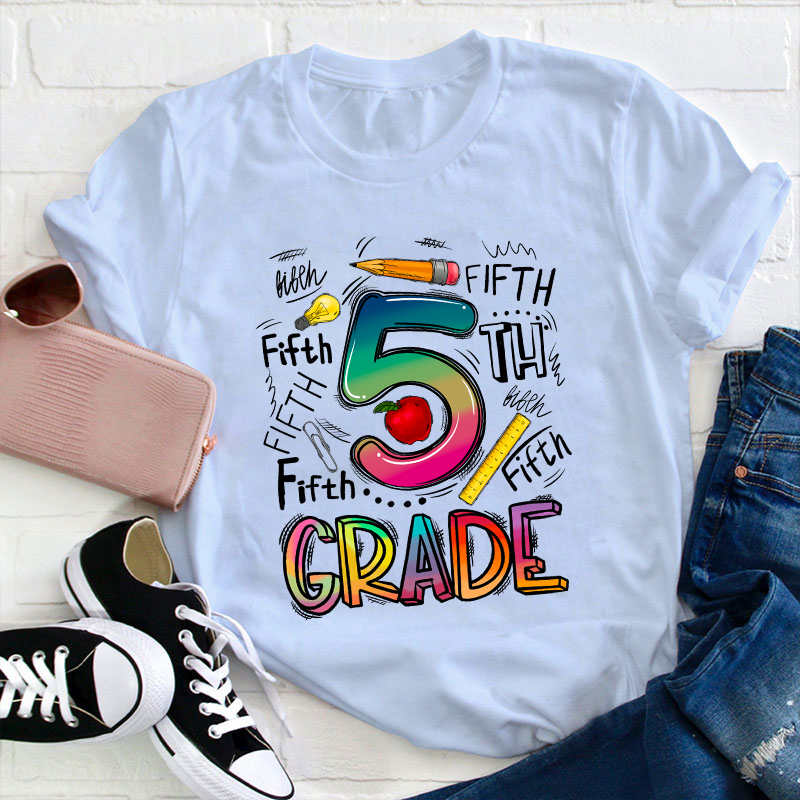 Personalized Grade Stationery Supplies Teacher T-Shirt