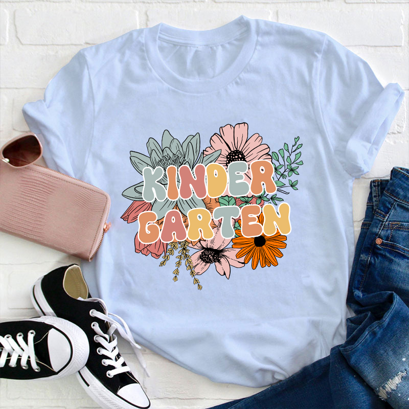 Personalized Grade Flowers Teacher T-Shirt
