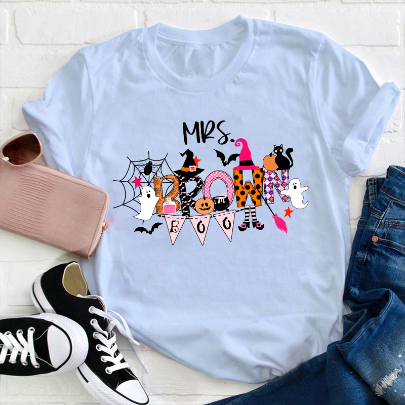 Personalized Name Happy Halloween Teacher T-Shirt
