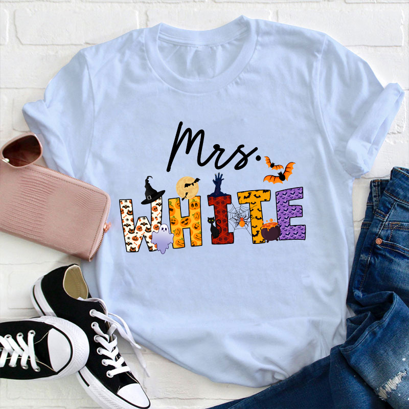 Personalized Name Happy Halloween Teacher T-Shirt