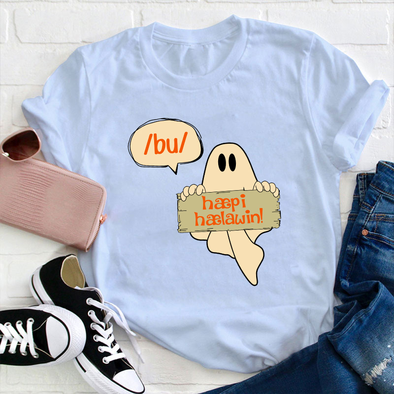 Boo Happy Halloween Teacher T-Shirt