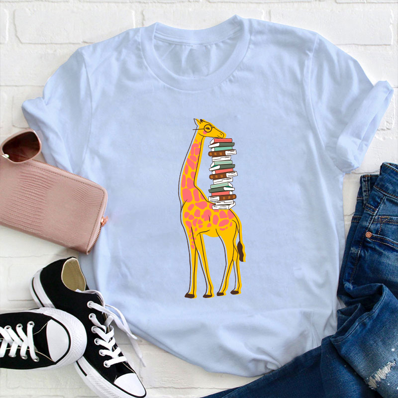 Giraffe And Books T-Shirt