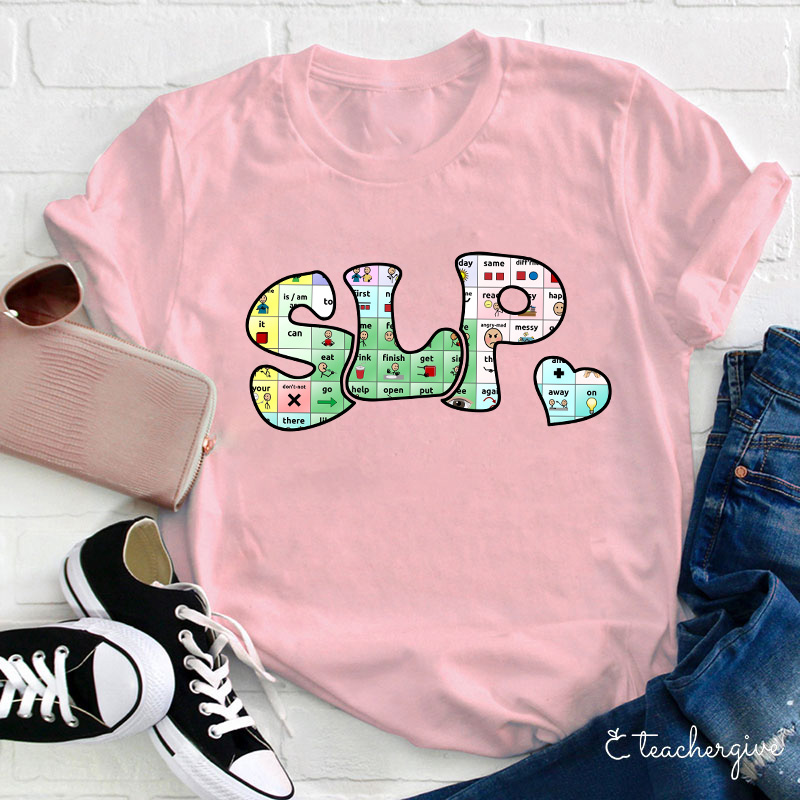 SLP Puzzle Small Heart Teacher T-Shirt