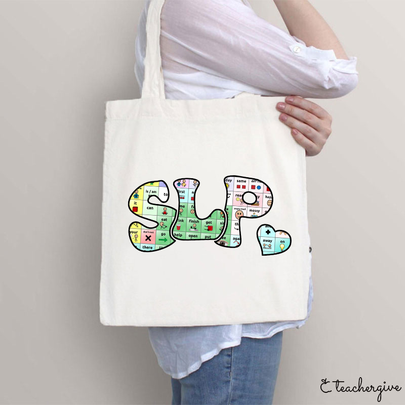 SLP Puzzle Small Heart Teacher Tote Bag