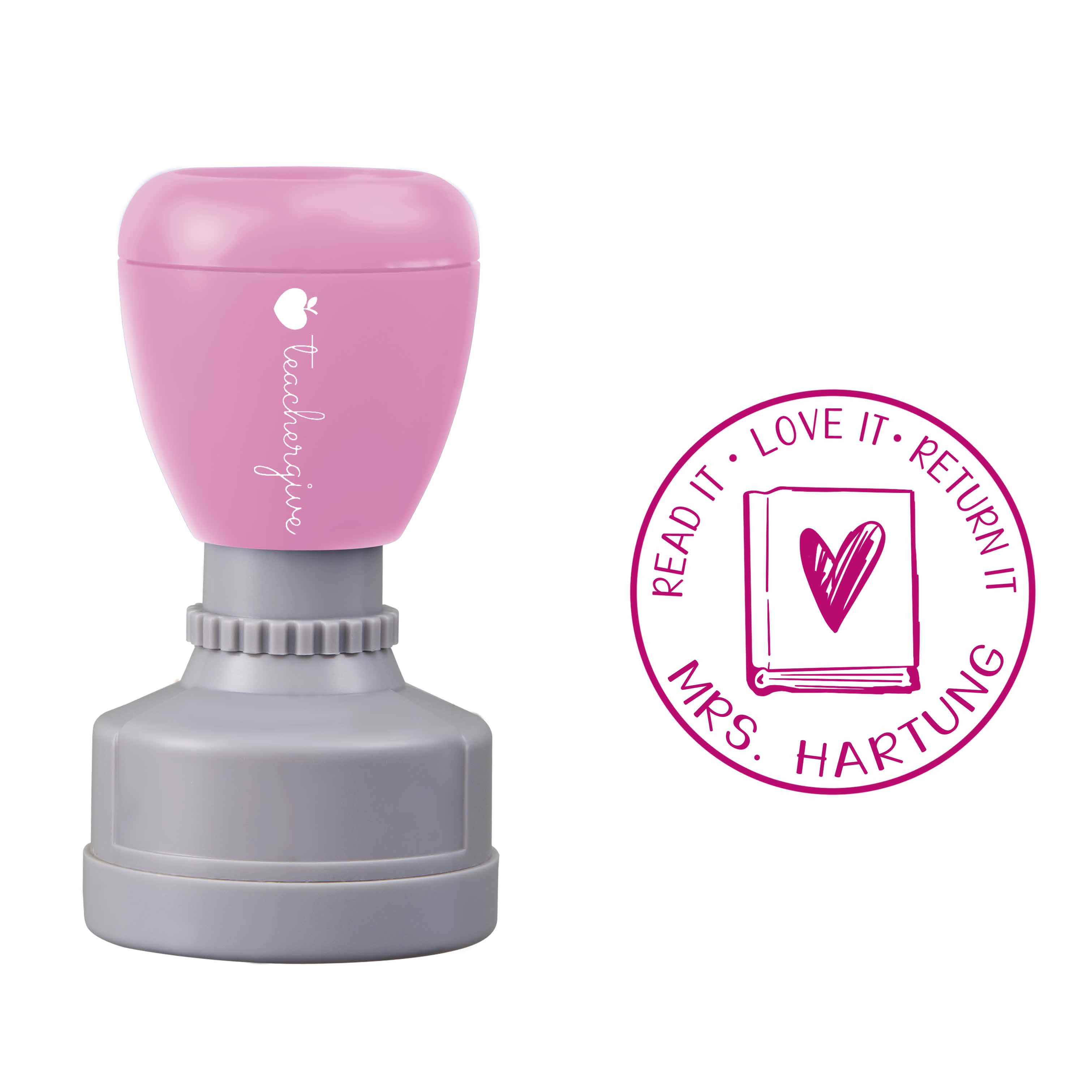 Personalized Name Read Love Return It Teacher Stamp