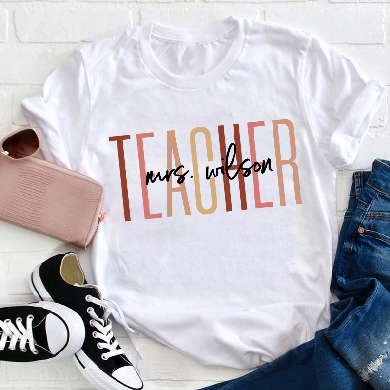 Personalized Name Simple Teacher T-Shirt Sale-Teachersgram