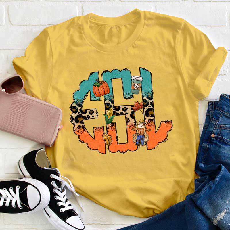 Personalized Halloween Letters Teacher T-Shirt
