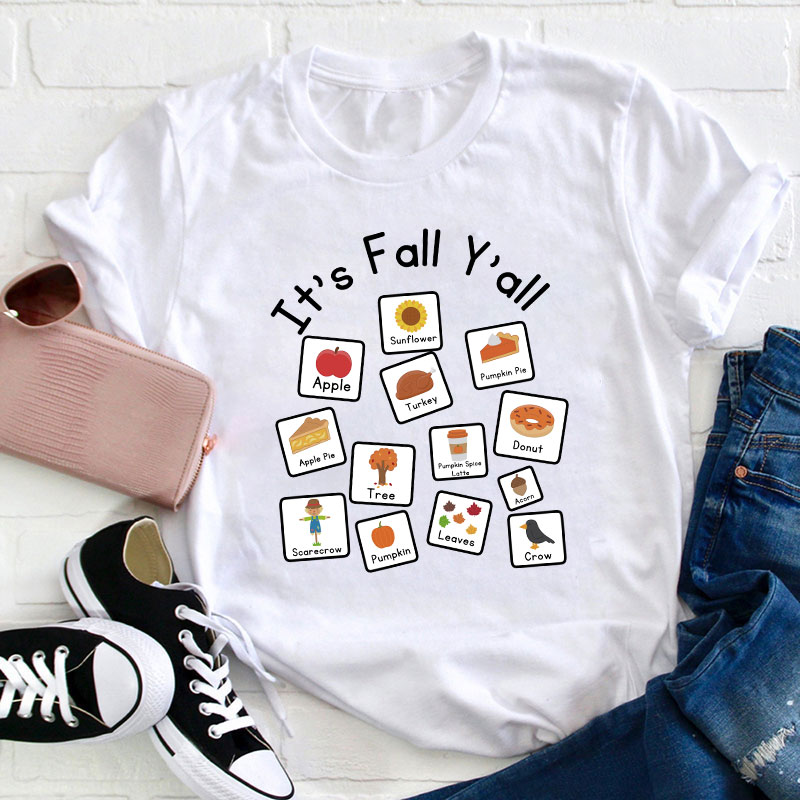 It's Fall Y'all Teacher T-Shirt Sale-Teachersgram