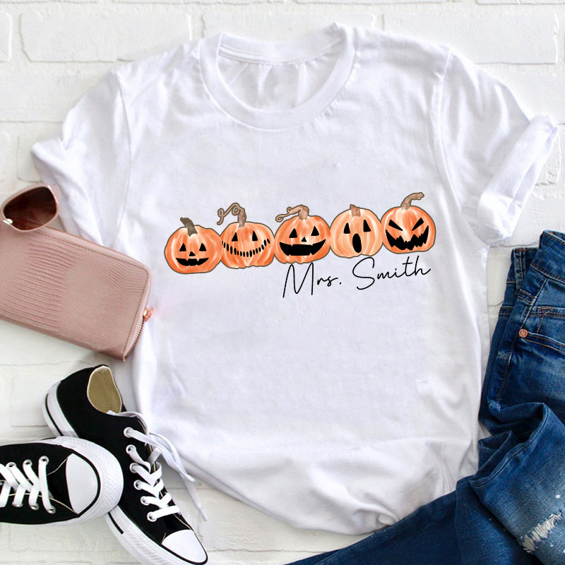 Personalized Name Happy Halloween Teacher T-Shirt Sale-Teachersgram