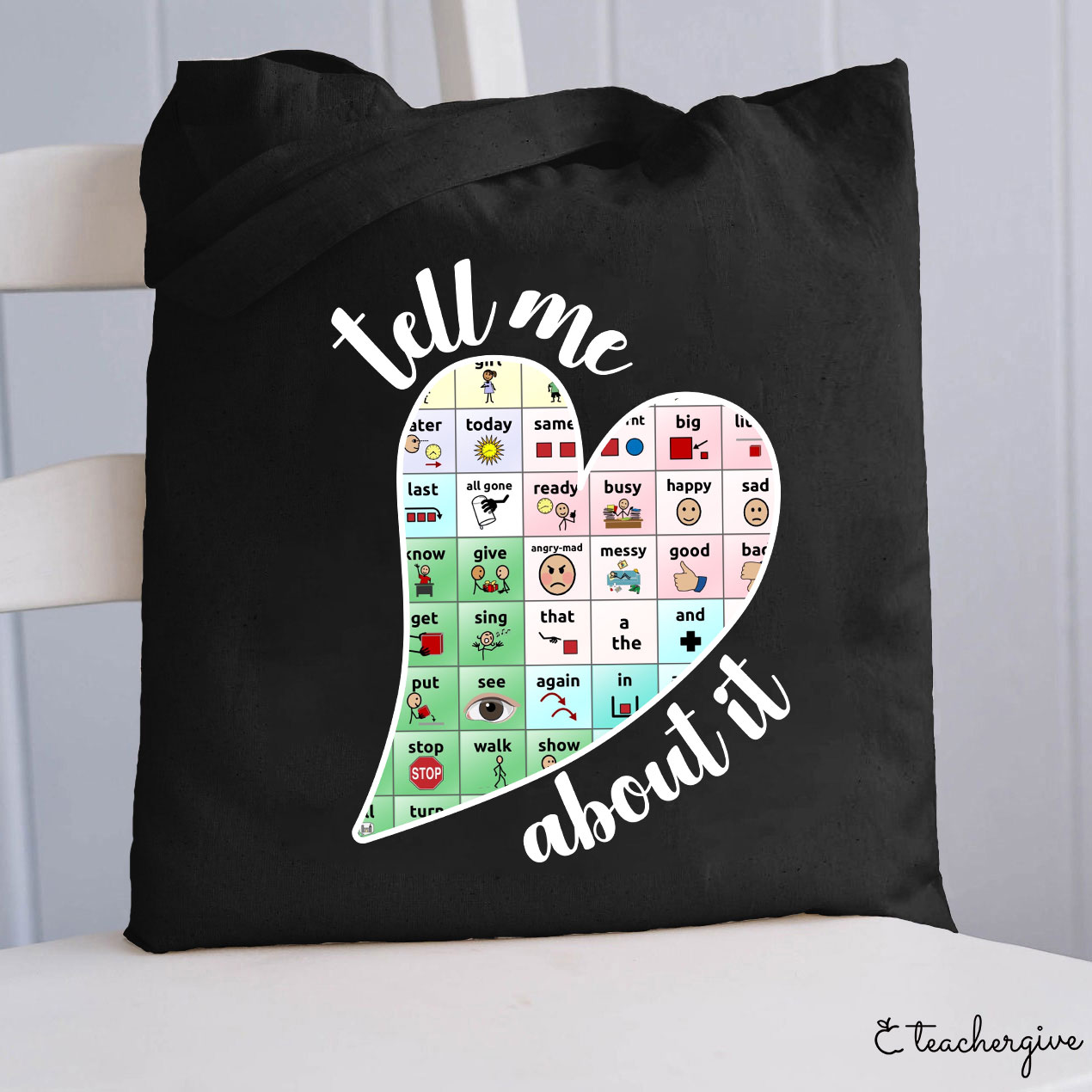 Tell Me About It Love Heart Teacher Tote Bag