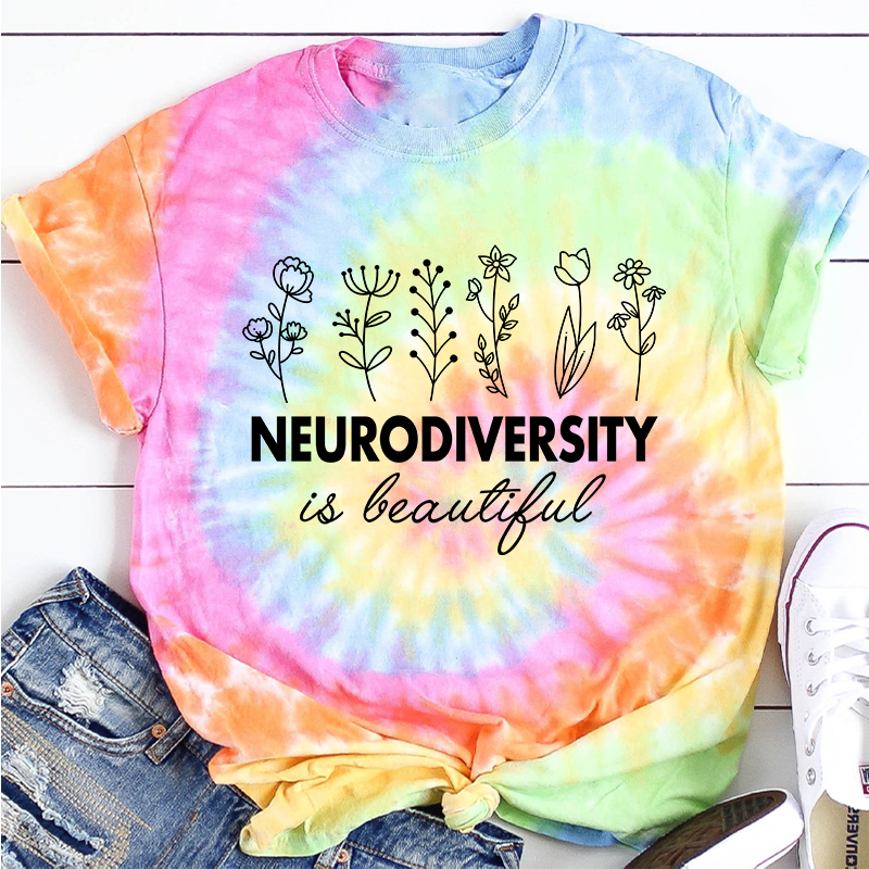 Neurodiversity Is Beautiful Teacher Tie-dye T-Shirt