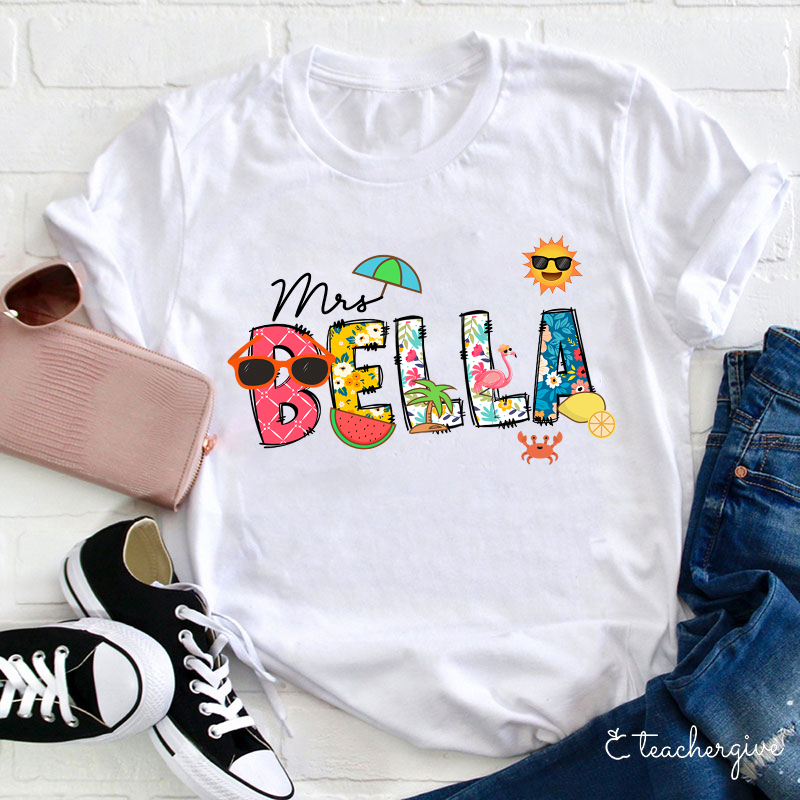 Personalized Name Summer Teacher T-Shirt