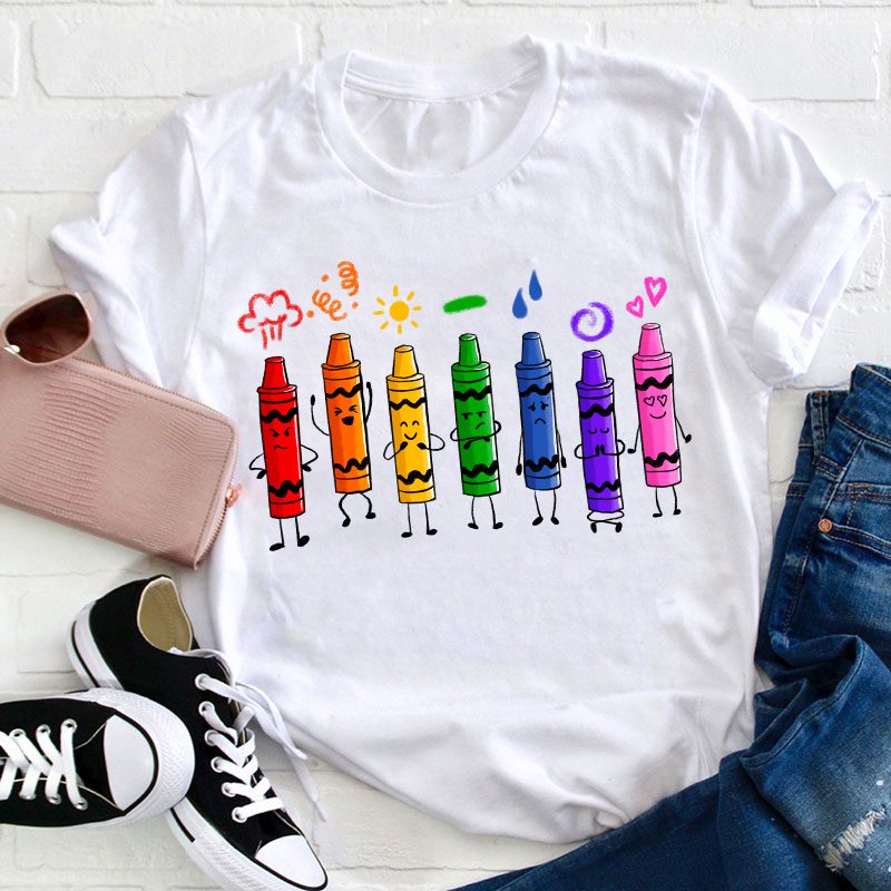 Mood Color Crayons Teacher T-Shirt