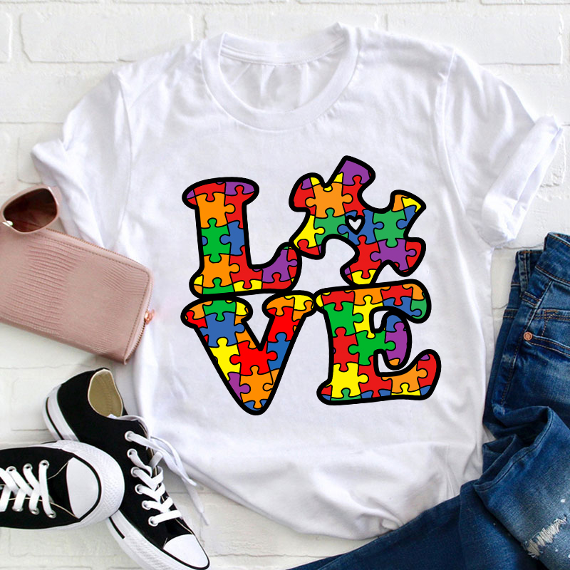 Love Austism Teacher T-Shirt