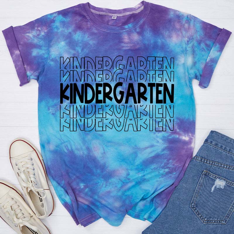 Personalized Kindergarten Teacher Tie-dye T-Shirt